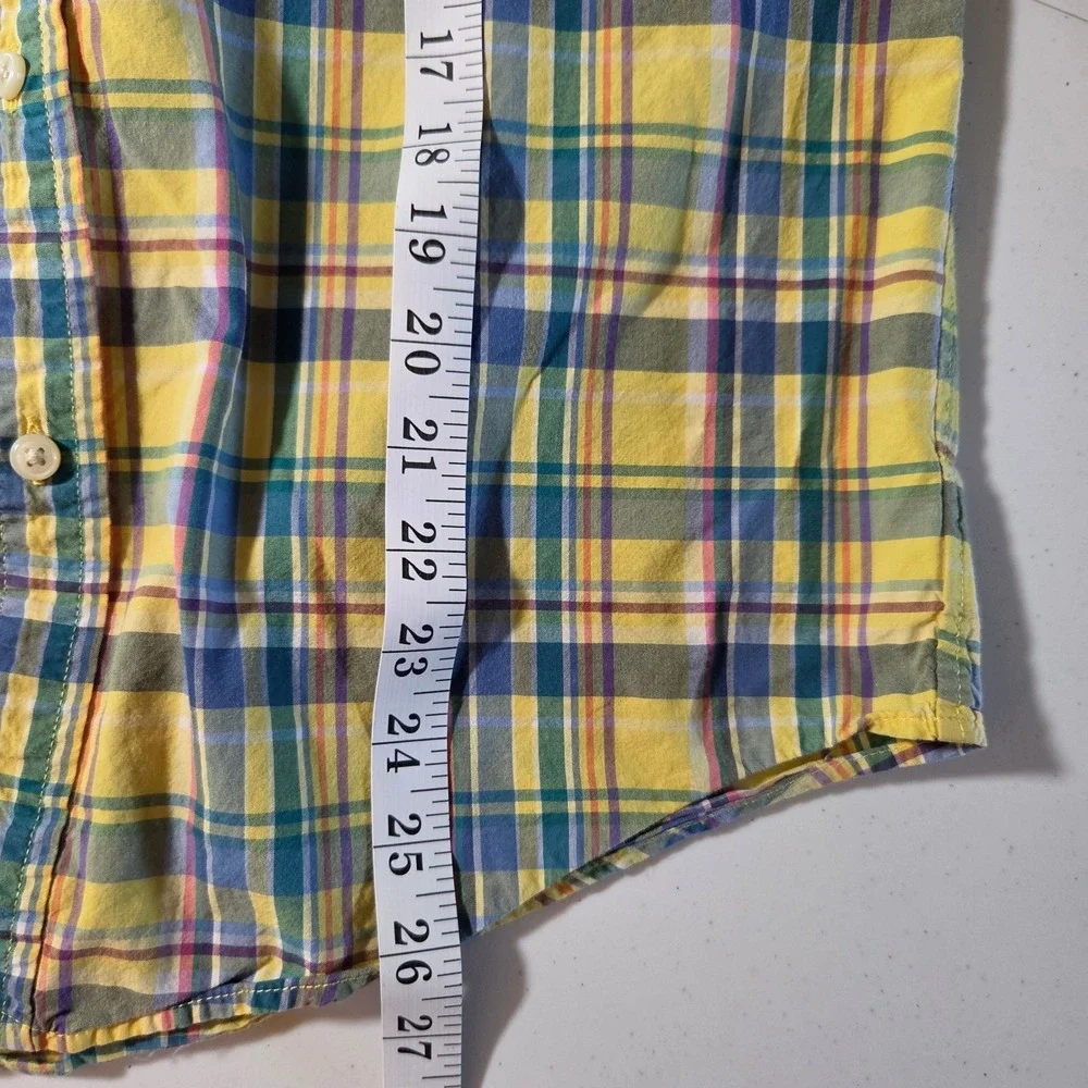 Ralph Lauren Boys XL 18-20 Yellow Blue Plaid Button Down‎ Long Sleeve Shirt